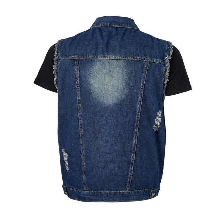 Vintage-Jeansweste mit ausgewaschenem, ausgefranstem Saum - image 10
