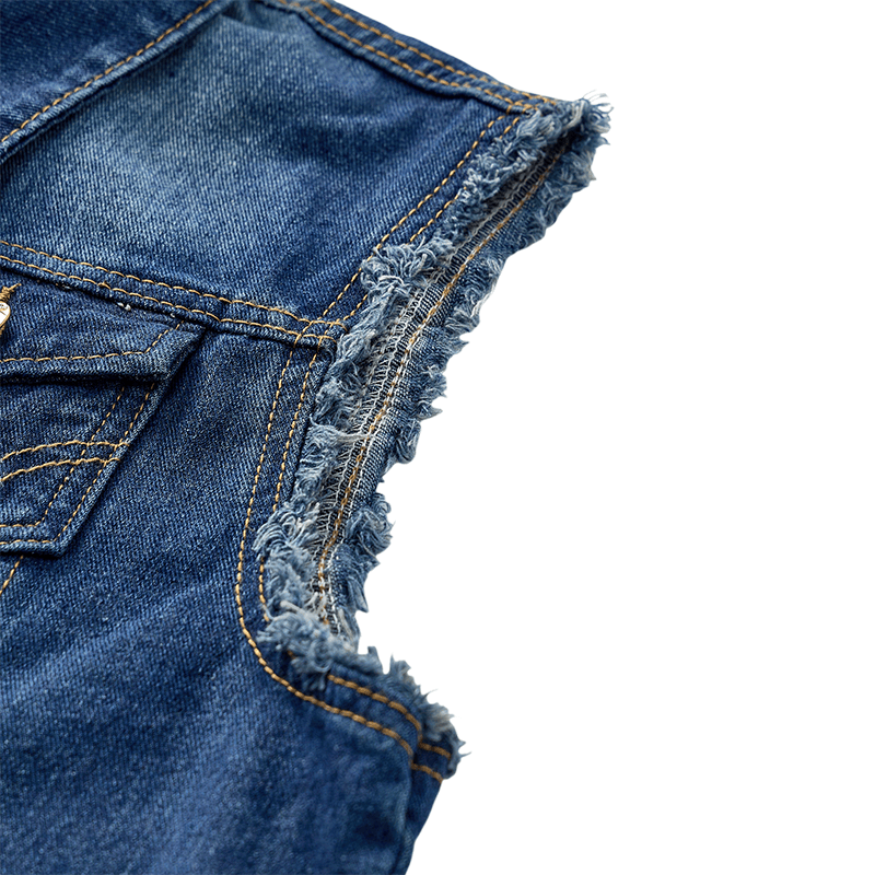 Vintage-Jeansweste mit ausgewaschenem, ausgefranstem Saum - image 8