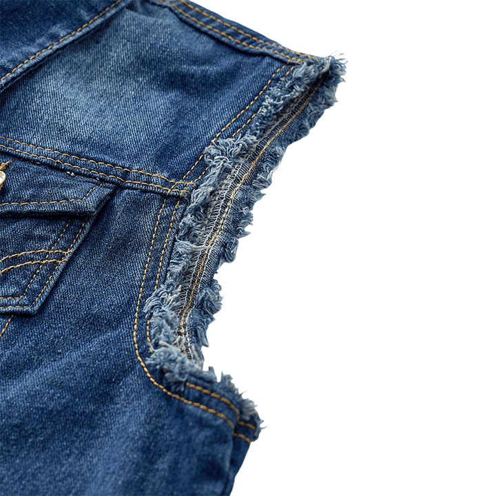 Vintage-Jeansweste mit ausgewaschenem, ausgefranstem Saum - image 8