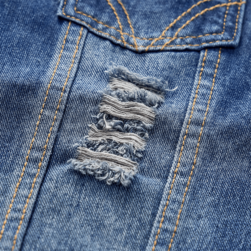 Vintage-Jeansweste mit ausgewaschenem, ausgefranstem Saum - image 6