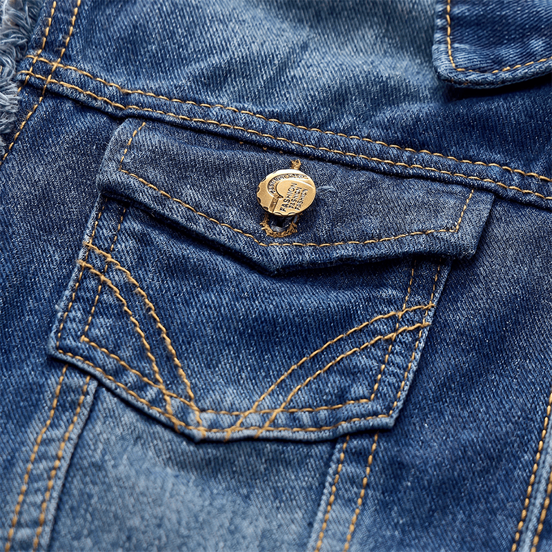 Vintage-Jeansweste mit ausgewaschenem, ausgefranstem Saum - image 7