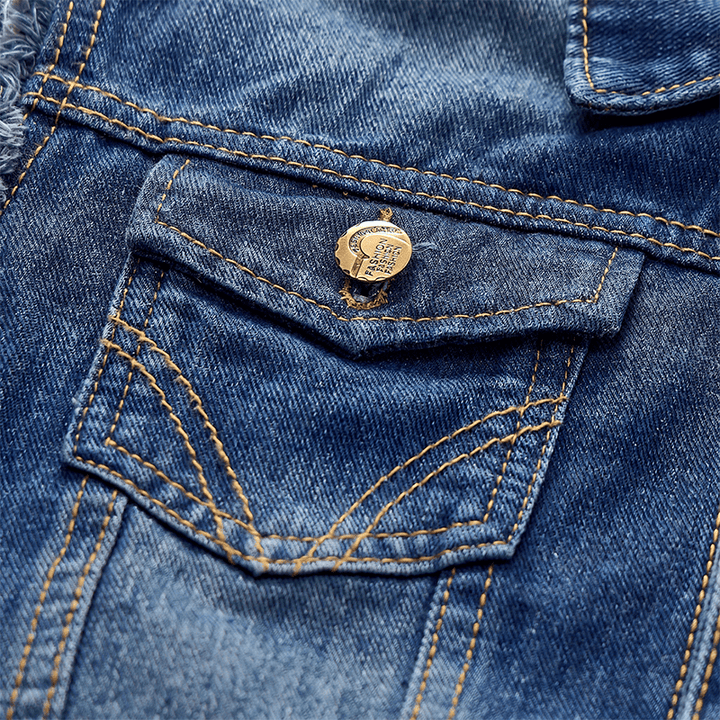 Vintage-Jeansweste mit ausgewaschenem, ausgefranstem Saum - image 7