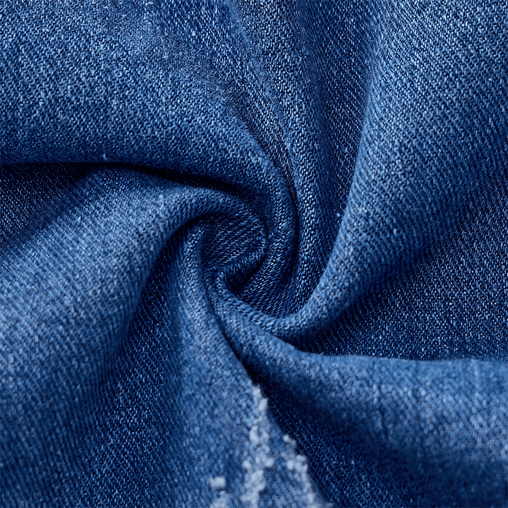 Destroyed-Jeansweste in Blau mit Patchwork-Muster - image 5