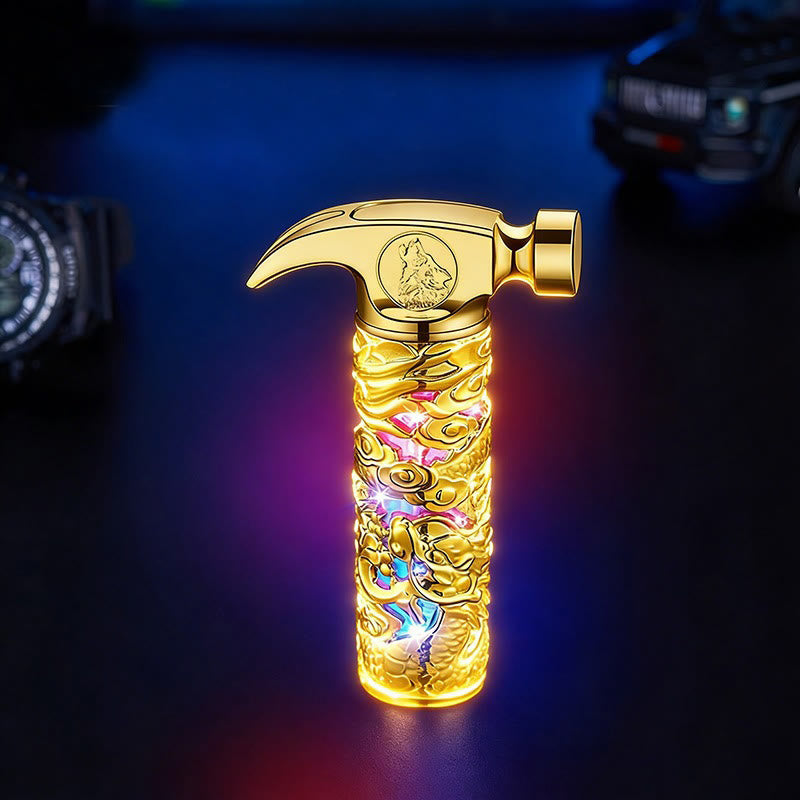 Butanfeuerzeug mit goldenem, hammerförmigem Wolfsemblem - Gold - image 1