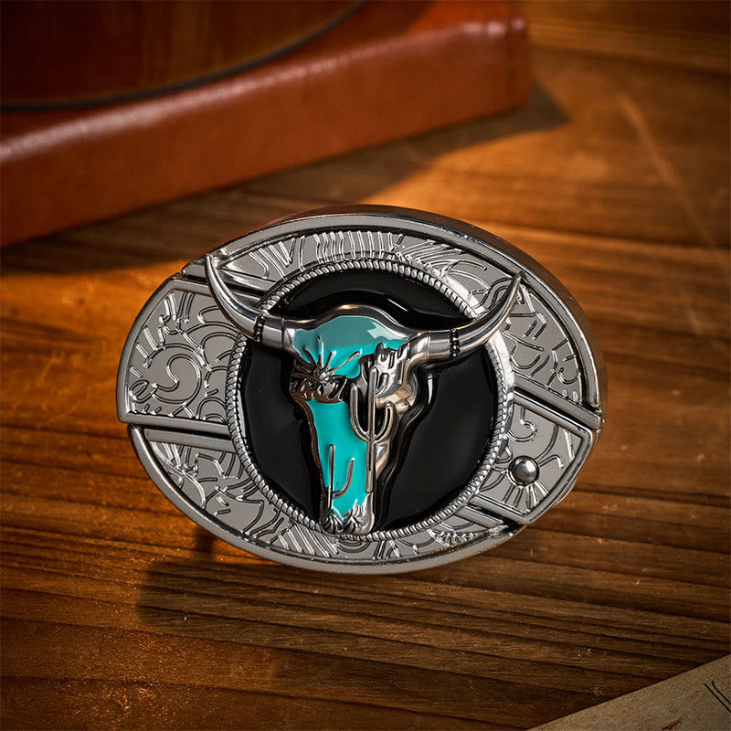 Desert Spirit Bull DIY Verstecktes Klappmesser Schnalle Ledergürtel - Türkisfarbener Stier - Ohne Gürtel - Nicht im Lieferumfang enthalten: Gürtel - image 0