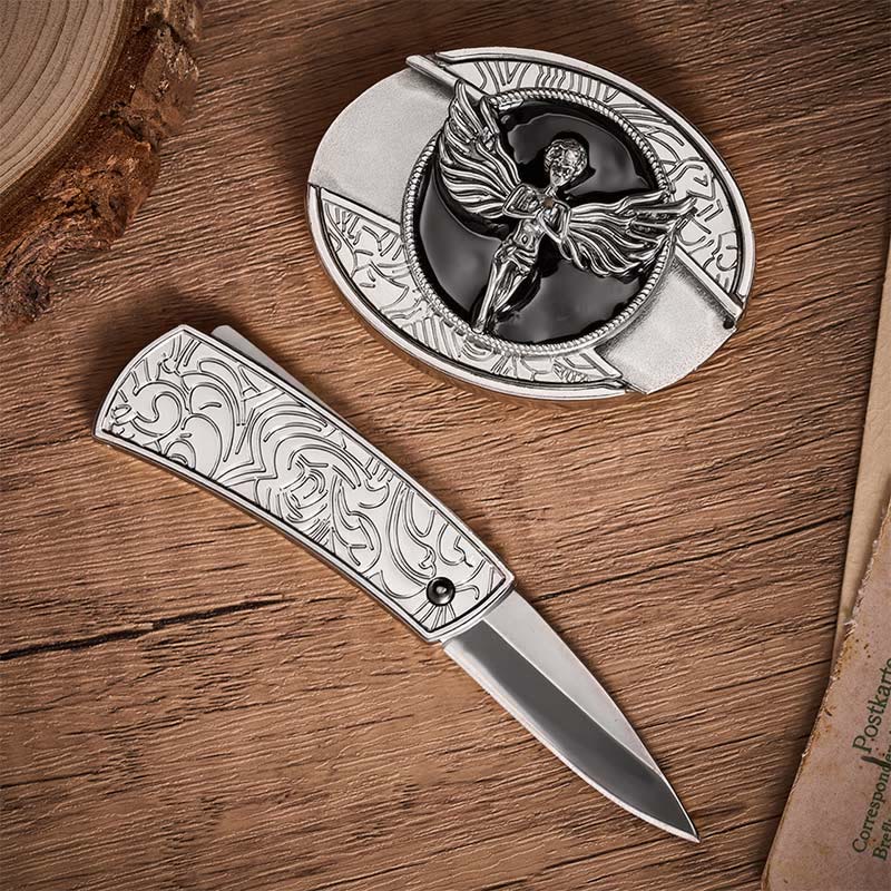 Gefallener Engel DIY Verstecktes Klappmesser Schnalle Ledergürtel - image 1