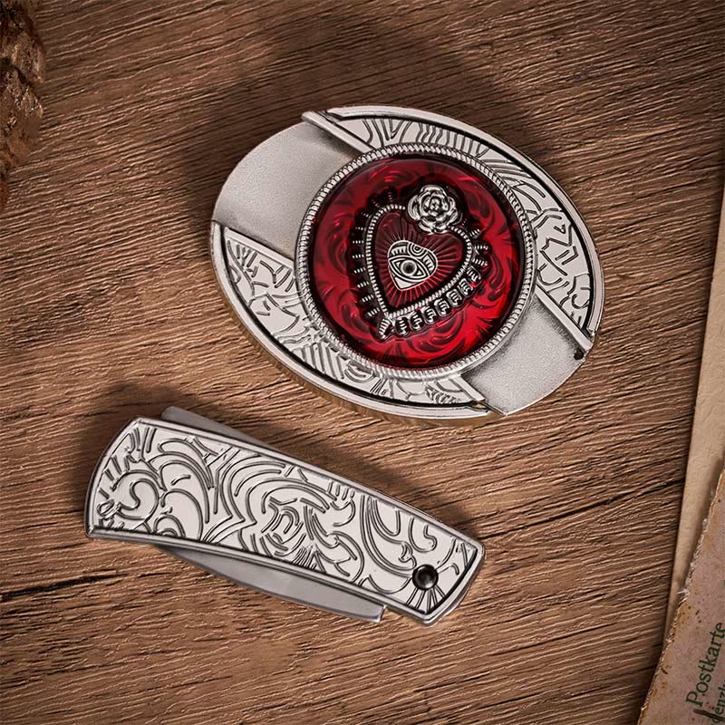 Crimson Sacred Heart DIY Verstecktes Klappmesser Schnalle Ledergürtel - image 10