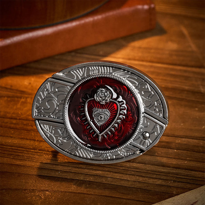 Crimson Sacred Heart DIY Verstecktes Klappmesser Schnalle Ledergürtel - Purpurrotes Herz - Ohne Gürtel - Nicht im Lieferumfang enthalten: Gürtel - image 0