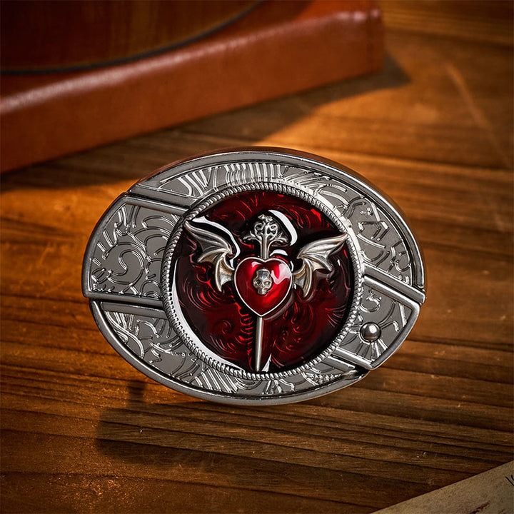 Wings & Dagger Red Heart DIY Gürtel mit versteckter Klappmesserschnalle aus Leder - Wings & Dagger - Ohne Gürtel - Nicht im Lieferumfang enthalten: Gürtel - image 0