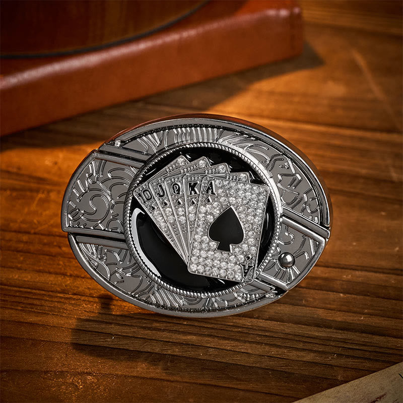 Glänzender Royal Flush Spades DIY Verstecktes Klappmesser Schnalle Ledergürtel - Royal Flush - Ohne Gürtel - Nicht im Lieferumfang enthalten: Gürtel - image 0