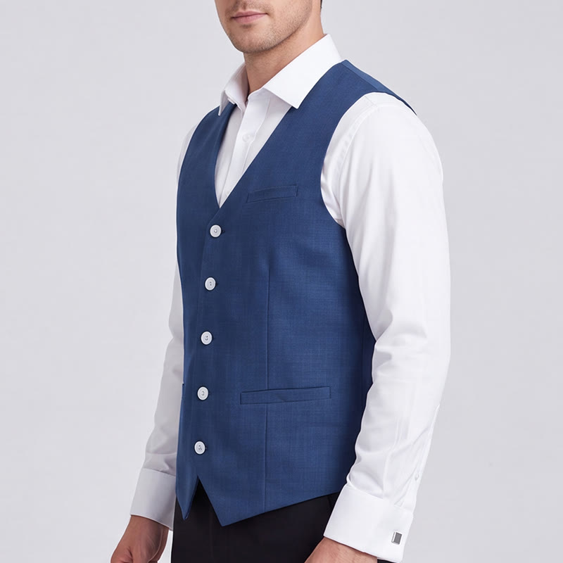 Herren-Freizeitweste aus Leinenmischgewebe, einreihig, - image 3