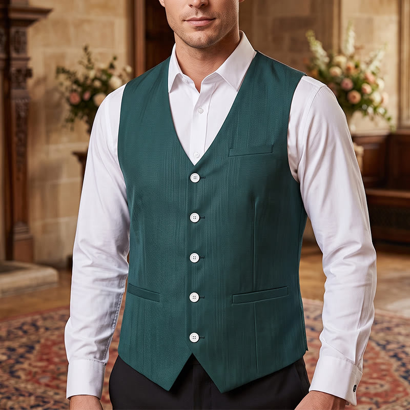 Herren-Freizeitweste aus Leinenmischgewebe, einreihig, - Grün - 4XL - image 12