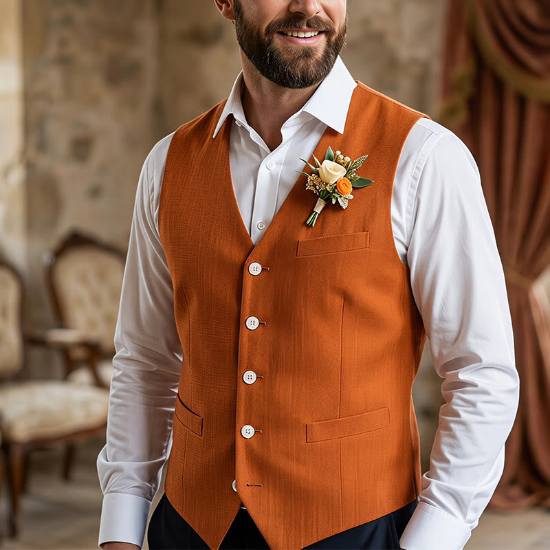 Herren-Freizeitweste aus Leinenmischgewebe, einreihig, - Orange - 4XL - image 11