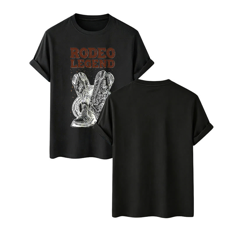Rodeo Legend Cowboy Boots & Cactus Print Crew Neck T-Shirt - Schwarz - 2XL - image 7