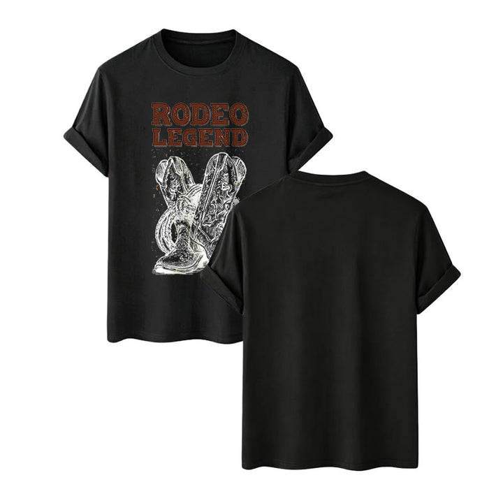 Rodeo Legend Cowboy Boots & Cactus Print Crew Neck T-Shirt - Schwarz - 2XL - image 7