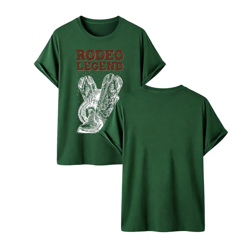 Rodeo Legend Cowboy Boots & Cactus Print Crew Neck T-Shirt - Dunkelgrün - 2XL - image 13