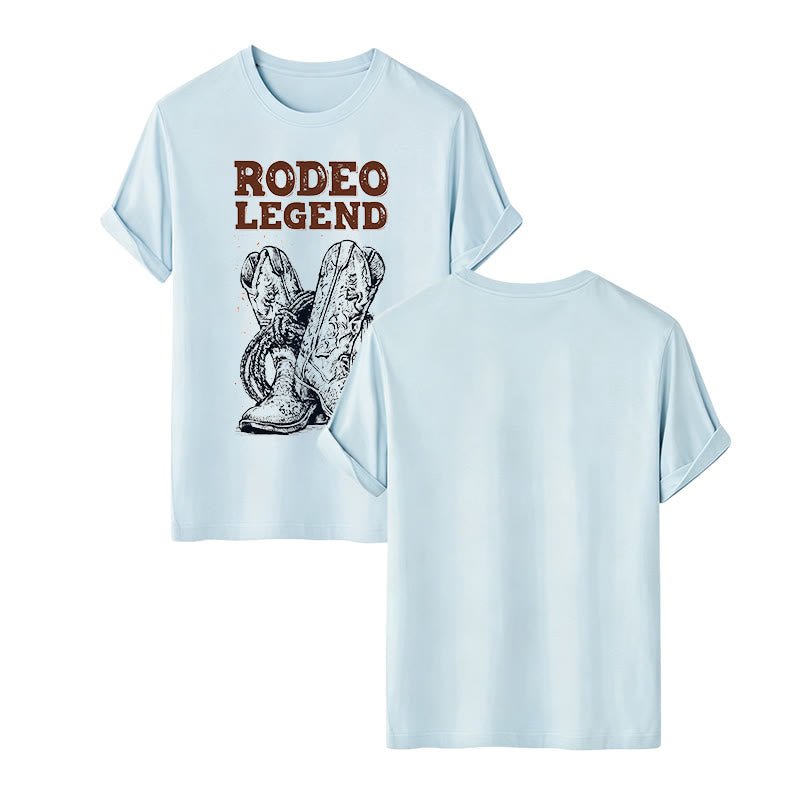 Rodeo Legend Cowboy Boots & Cactus Print Crew Neck T-Shirt - Blau - 2XL - image 11