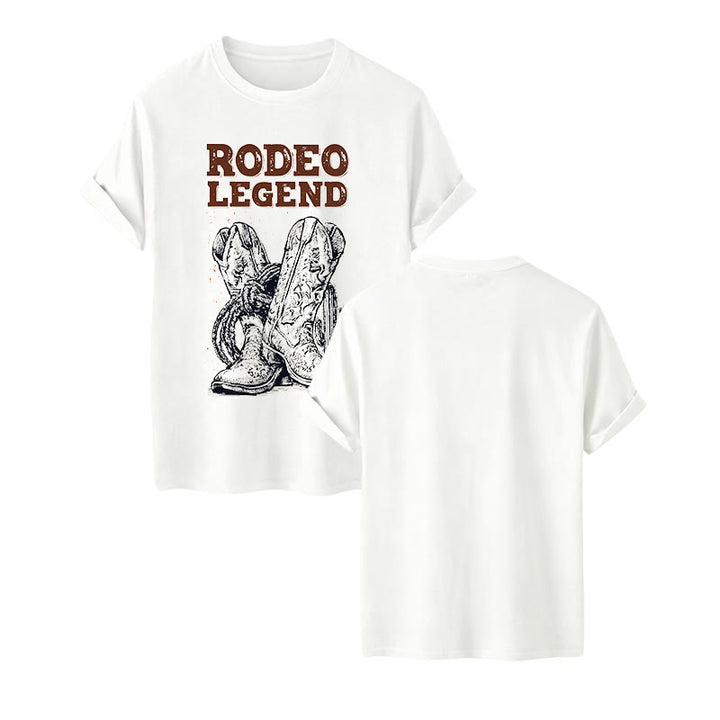 Rodeo Legend Cowboy Boots & Cactus Print Crew Neck T-Shirt - image 1