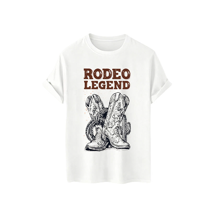 Rodeo Legend Cowboy Boots & Cactus Print Crew Neck T-Shirt - image 5
