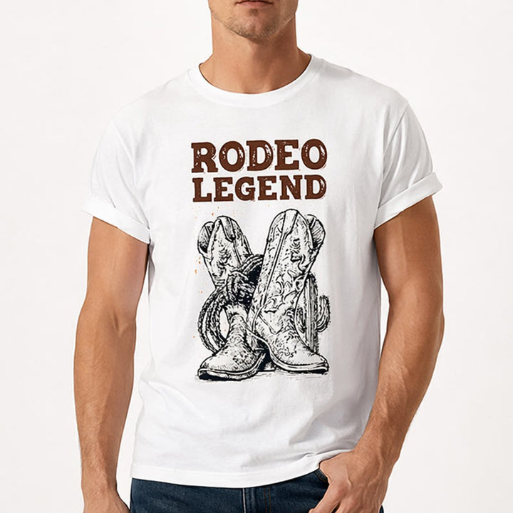 Rodeo Legend Cowboy Boots & Cactus Print Crew Neck T-Shirt - image 2