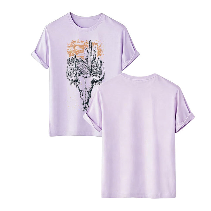 Badlands Vibes Longhorn Skull & Cactus Western T-Shirt - Violett - 2XL - image 14