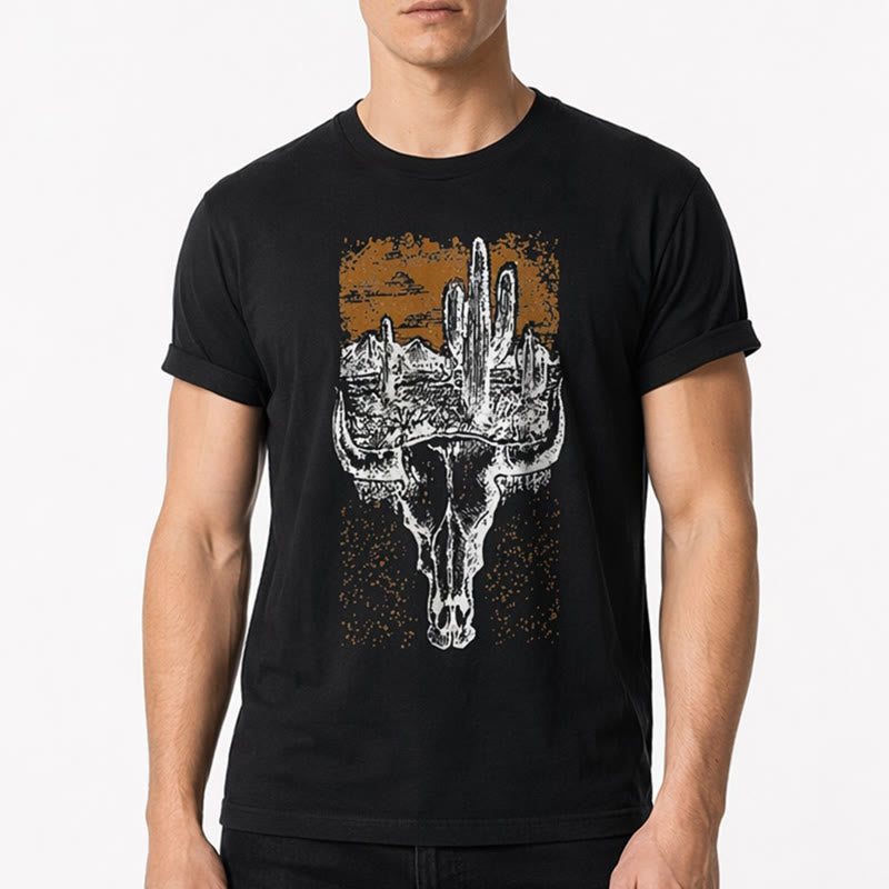 Badlands Vibes Longhorn Skull & Cactus Western T-Shirt - image 2