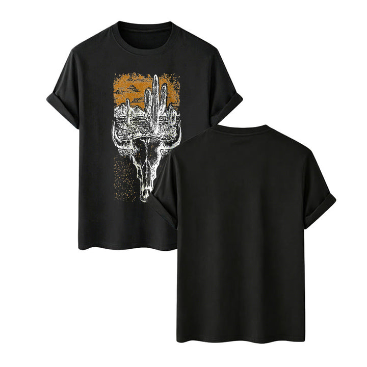 Badlands Vibes Longhorn Skull & Cactus Western T-Shirt - image 1
