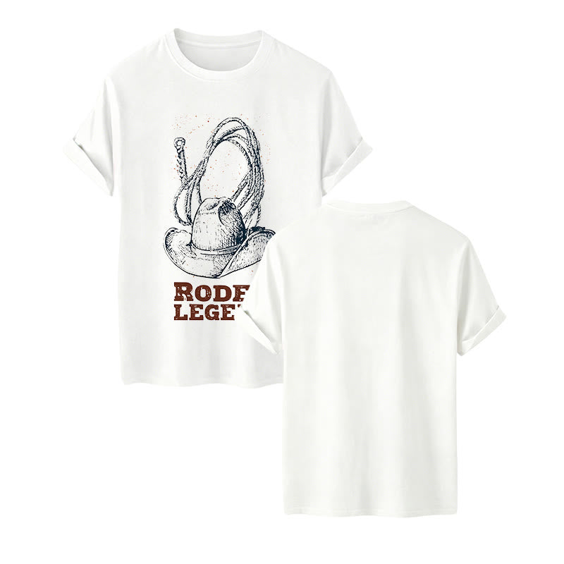 Cowboyhut- und Lasso-Print Rodeo-Legende Western-T-Shirt - Weiß - 2XL - image 8