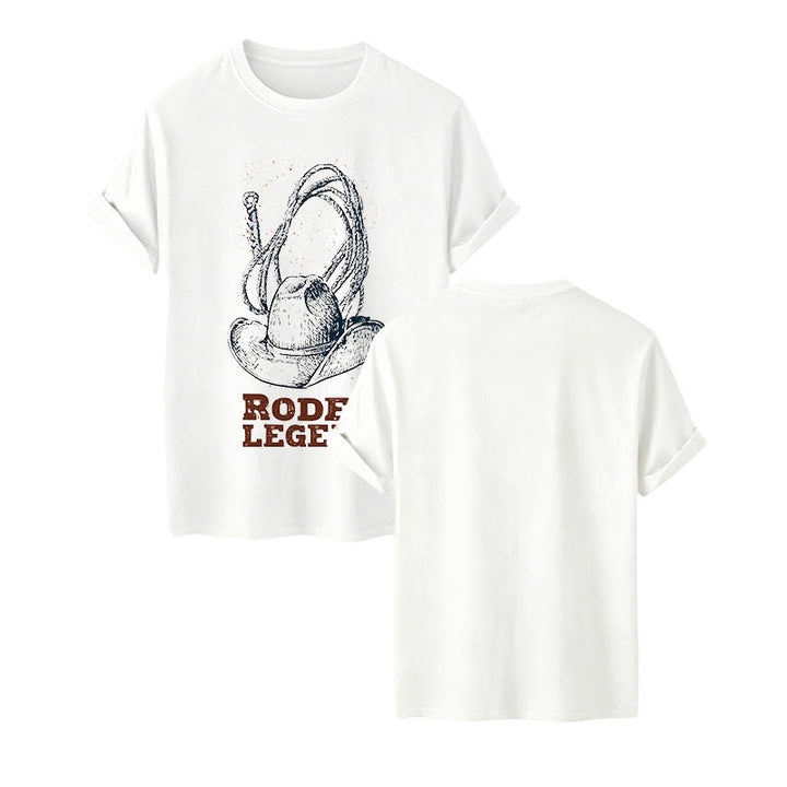 Cowboyhut- und Lasso-Print Rodeo-Legende Western-T-Shirt - Weiß - 2XL - image 8