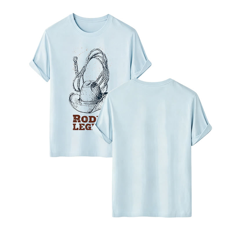Cowboyhut- und Lasso-Print Rodeo-Legende Western-T-Shirt - Blau - 2XL - image 12