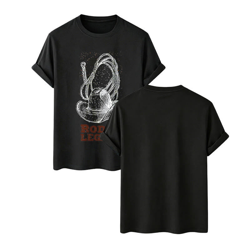 Cowboyhut- und Lasso-Print Rodeo-Legende Western-T-Shirt - Schwarz - 2XL - image 7