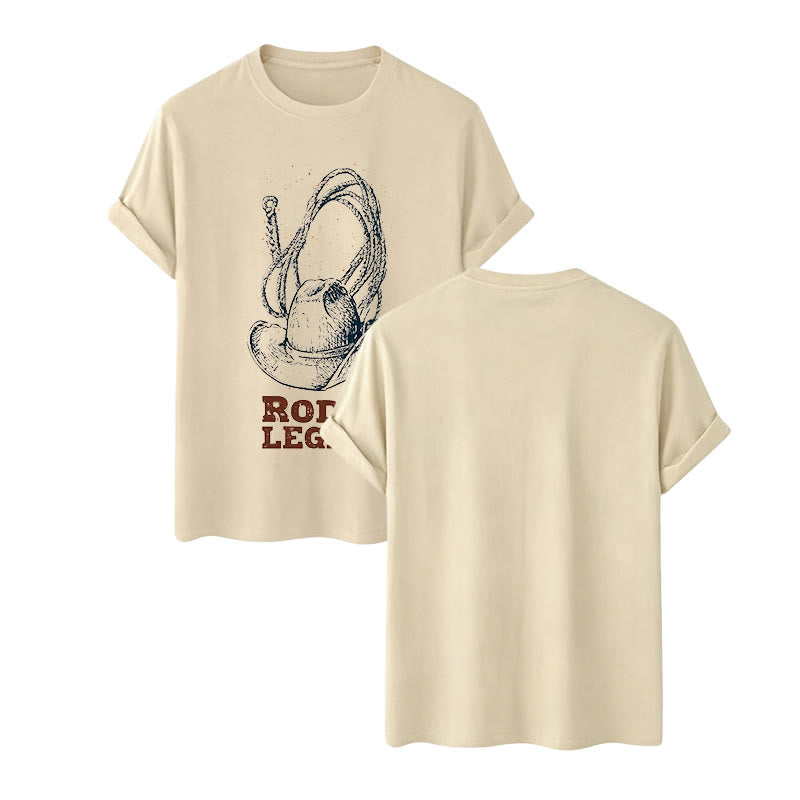 Cowboyhut- und Lasso-Print Rodeo-Legende Western-T-Shirt - Beige - 2XL - image 9