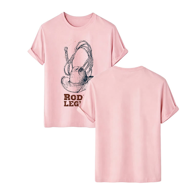 Cowboyhut- und Lasso-Print Rodeo-Legende Western-T-Shirt - Rosa - 2XL - image 10