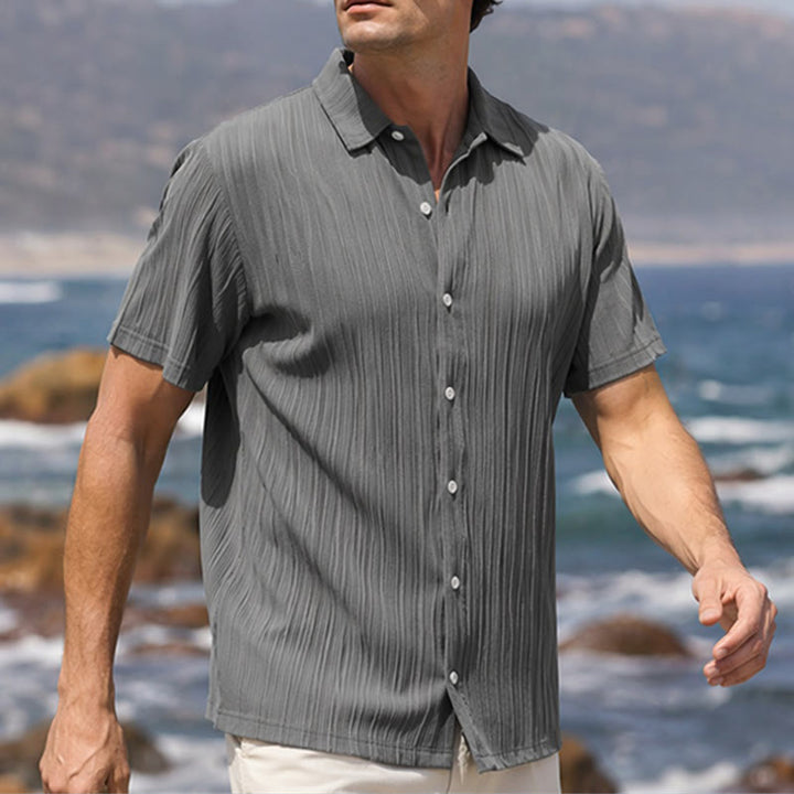 Herren-Freizeithemd aus Baumwoll-Leinen-Jacquard mit Streifenmuster - Dunkelgrau - 2XL - image 7