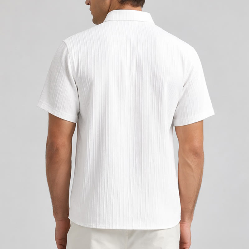 Herren-Freizeithemd aus Baumwoll-Leinen-Jacquard mit Streifenmuster - image 3