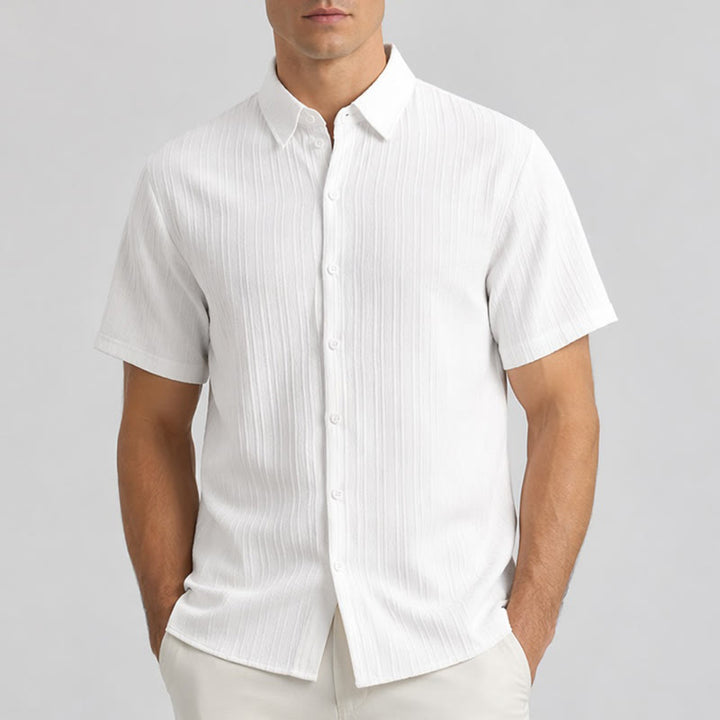 Herren-Freizeithemd aus Baumwoll-Leinen-Jacquard mit Streifenmuster - image 1