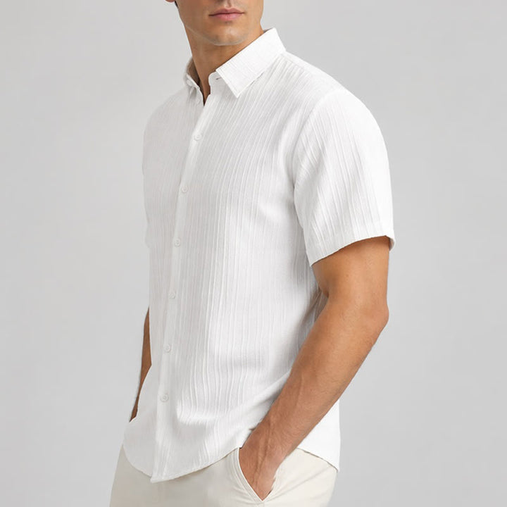 Herren-Freizeithemd aus Baumwoll-Leinen-Jacquard mit Streifenmuster - image 2