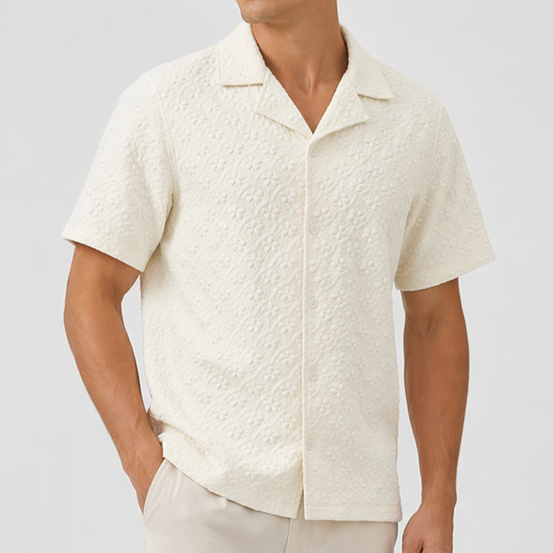 Herrenhemd aus Polyester, hell, elegant, lässig, mit kubanischem Kragen - image 2