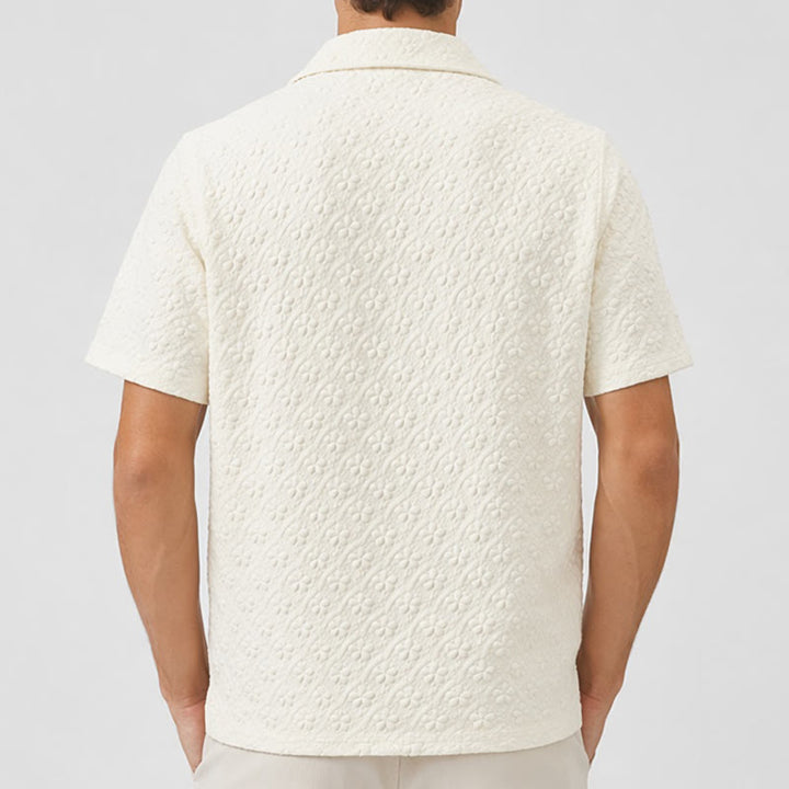 Herrenhemd aus Polyester, hell, elegant, lässig, mit kubanischem Kragen - image 3