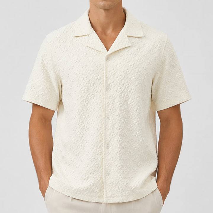 Herrenhemd aus Polyester, hell, elegant, lässig, mit kubanischem Kragen - image 1