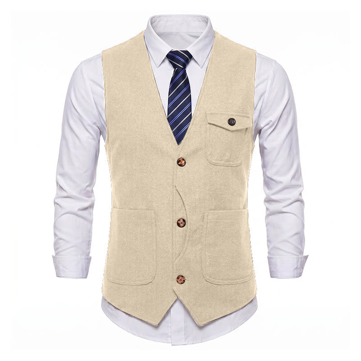 Herren-Anzugweste im amerikanischen Vintage-Stil mit Fischgrätmuster, knitterarm - image 31