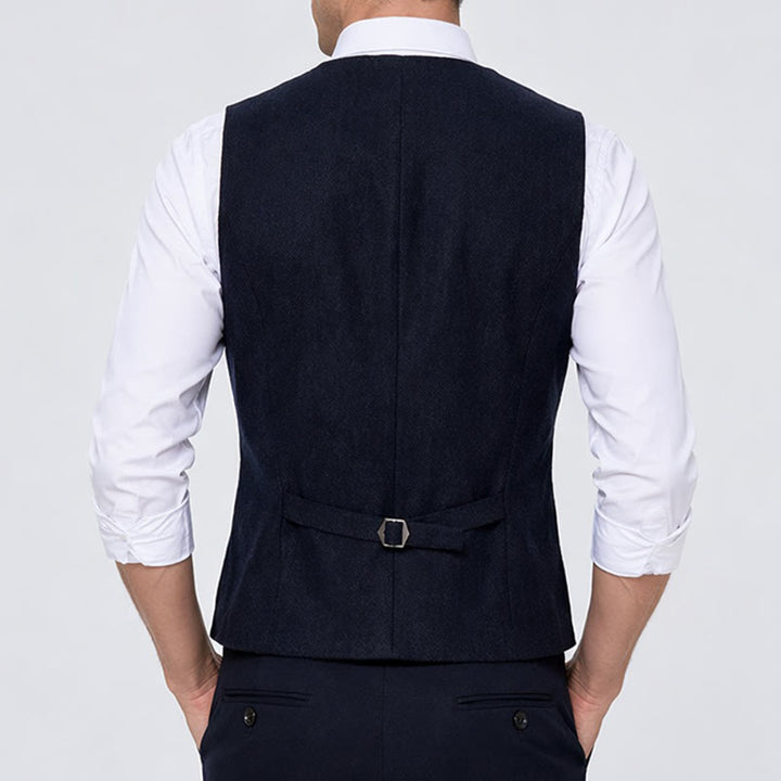 Herren-Anzugweste im amerikanischen Vintage-Stil mit Fischgrätmuster, knitterarm - image 3