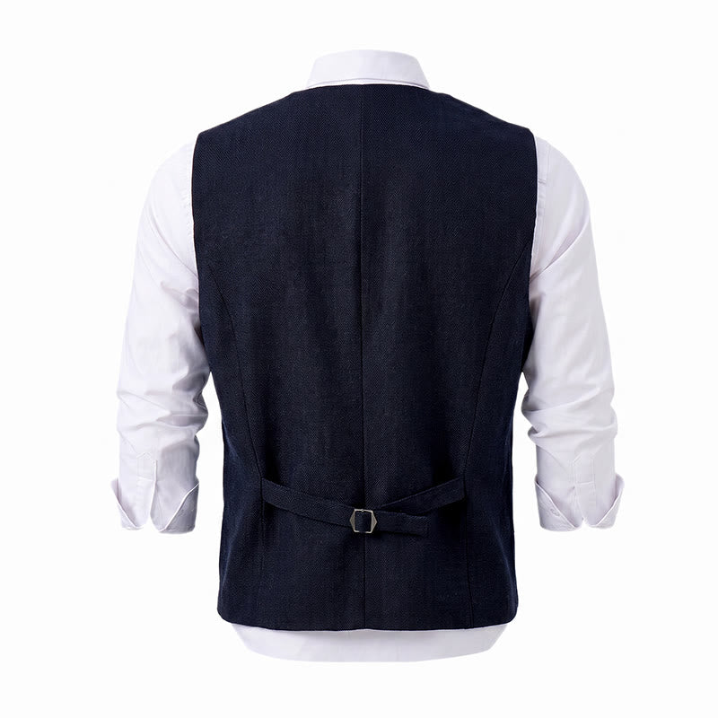 Herren-Anzugweste im amerikanischen Vintage-Stil mit Fischgrätmuster, knitterarm - image 24