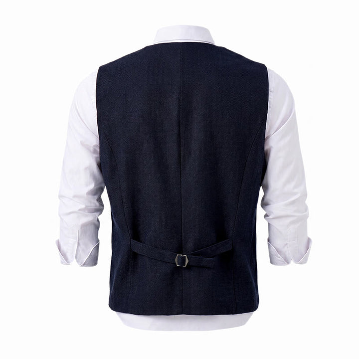Herren-Anzugweste im amerikanischen Vintage-Stil mit Fischgrätmuster, knitterarm - image 24