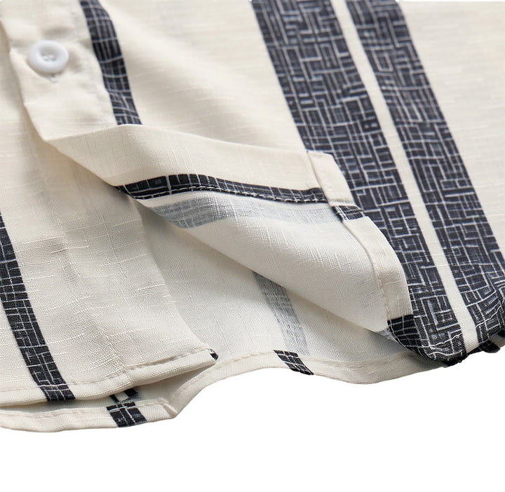 Tropisches Resort Strand Sommer Freizeit Gestreiftes Leinenhemd - image 7