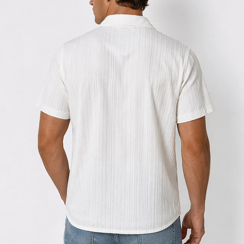 Weißes, strukturiertes Jacquard-Hemd für Resortmode - image 2