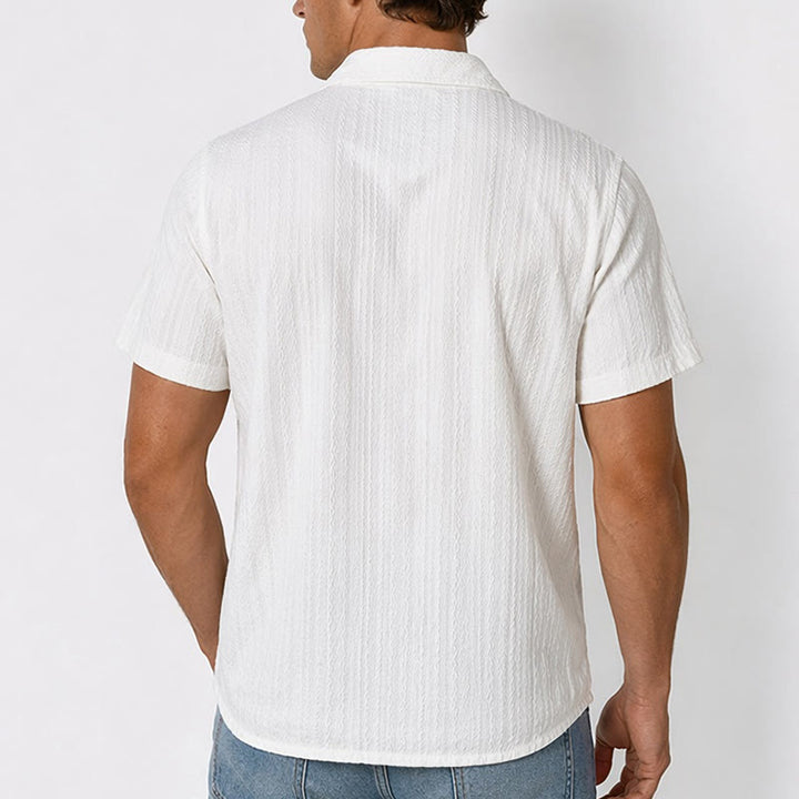 Weißes, strukturiertes Jacquard-Hemd für Resortmode - image 2