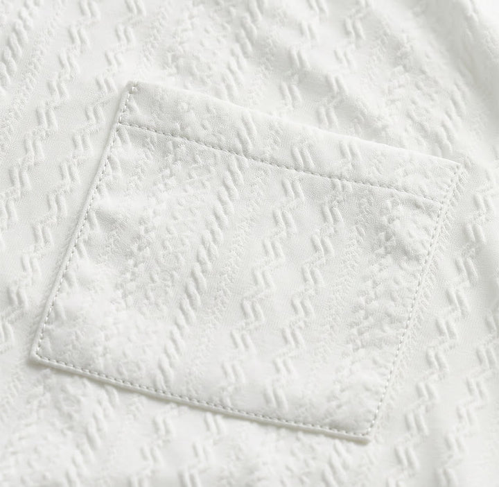 Weißes, strukturiertes Jacquard-Hemd für Resortmode - image 6