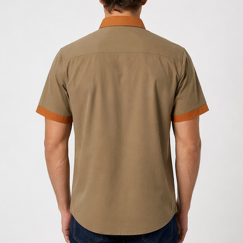 Herren-Sommerhemd im Bodybuilder-Stil mit kontrastierendem orangefarbenem Besatz - image 2
