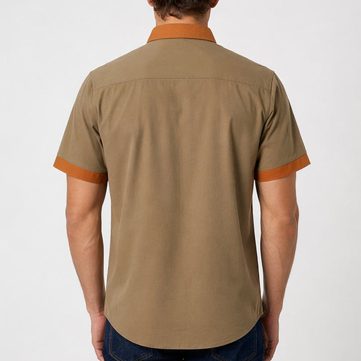 Herren-Sommerhemd im Bodybuilder-Stil mit kontrastierendem orangefarbenem Besatz - image 2